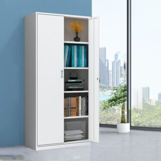 Sleek Modern 2-Door Metal Storage Unit with a minimalist design, perfect for organizing any contemporary space.