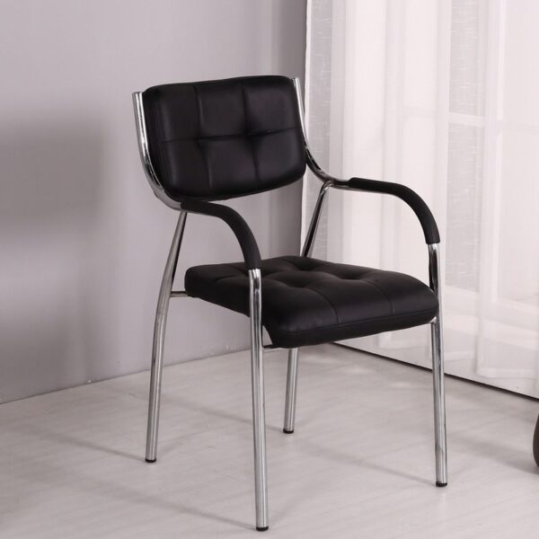 Catalina Office Visitor's Seat - A Silver Steel Faux Leather Mid-Back Office Chair with Waterfall Seat and Tufted Design