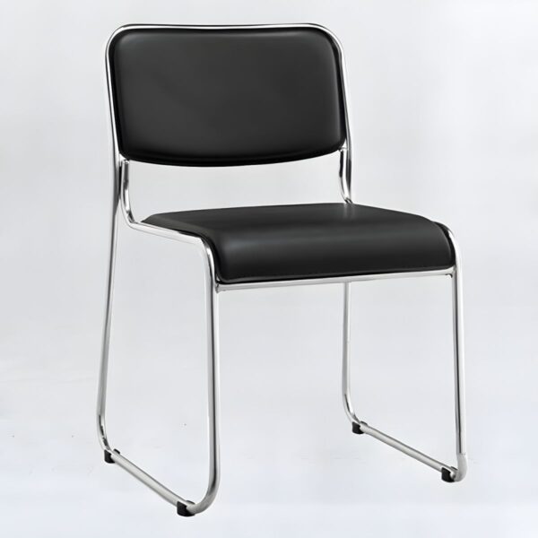 Stackable Chrome Visitor Chair with PU fabric and ergonomic backrest