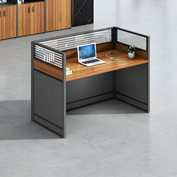 One Way Modular Workstation with movable pedestal and Built-In Cable Management