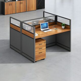 2-Way Workstation with dual desks, central divider, and modern design