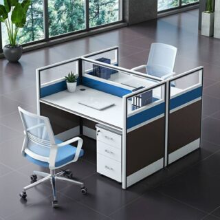 Modern 2-Way Modular Office Workstation with a spacious work surface and sleek design, ideal for contemporary office environments.