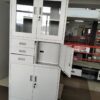 2-Door Steel Filing Cabinet with integrated safe and adjustable shelves
