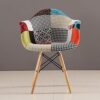 Multicolor Trendy Cushion Lounge Chair featuring vibrant, multicolored cushions and a modern design, perfect for adding style and comfort to lounges and casual spaces.
