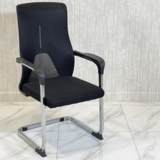 Cantilever Mesh Visitor's Seat with a sleek base, breathable mesh back, and contoured seat cushions.