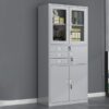 2-Door Steel Filing Cabinet with integrated safe and adjustable shelves
