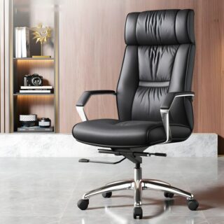 Luxurious High-End Executive Office Chair with premium leather upholstery and ergonomic design, ideal for professional office settings.