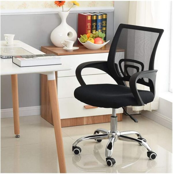 Clerical Mesh Office Chair with Mid-Back Design, Black Color, and 5-Star Chrome Base