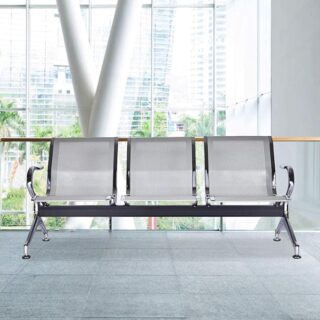 3-Seater Waiting Room Bench with Metal Frame and Ergonomic Design