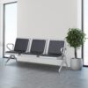Three-seater bench for waiting rooms, with a modern design and durable construction, suitable for high-traffic areas.