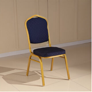 Blue metal banquet chair with padded seat and backrest