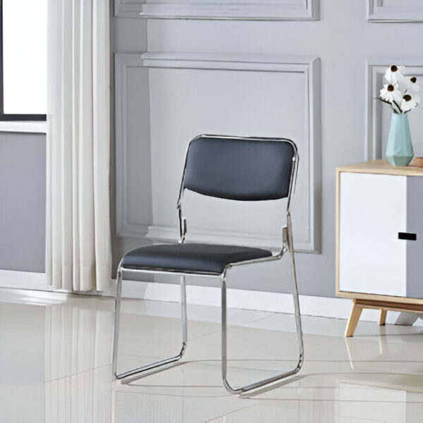 Stackable Chrome Visitor Chair with PU fabric and ergonomic backrest