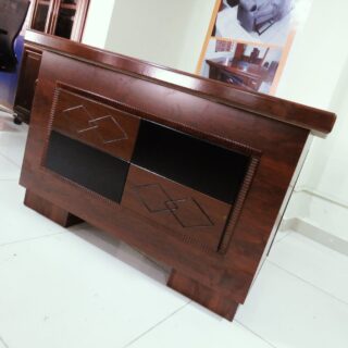 1.4 meters Mahogany Office Desk with a polished finish, leatherette writing pad, and elegant design, ideal for executive offices.