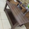 1200mm walnut office coffee table with a spacious top and lower storage shelf, ideal for meetings and reception areas.