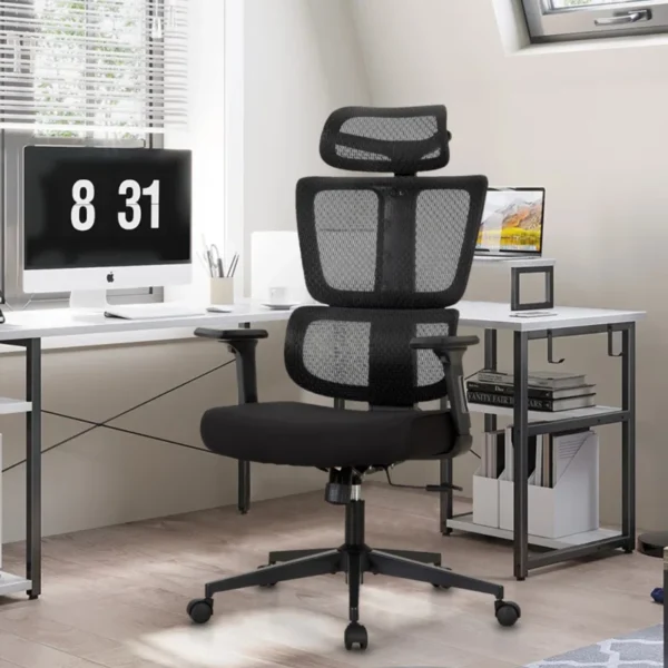 Reclining Swivel Office Chair with Adjustable Backrest