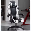 Faux Leather Ergonomic Gaming Chair with padded armrests, lumbar support, and adjustable reclining backrest