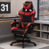 Faux Leather Ergonomic Gaming Chair with padded armrests, lumbar support, and adjustable reclining backrest