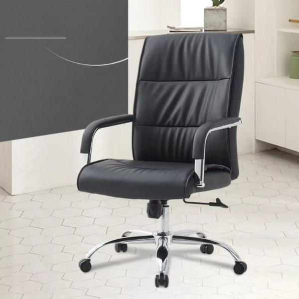 Heavy Duty Black Leather Office Chair - Image 4