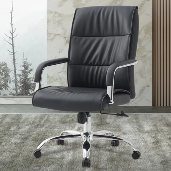 Heavy Duty Black Leather Office Chair - Image 3