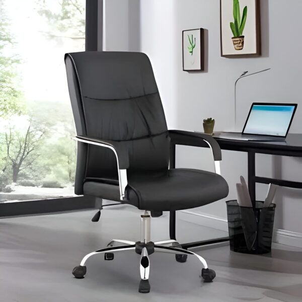 Heavy Duty Black Leather Office Chair