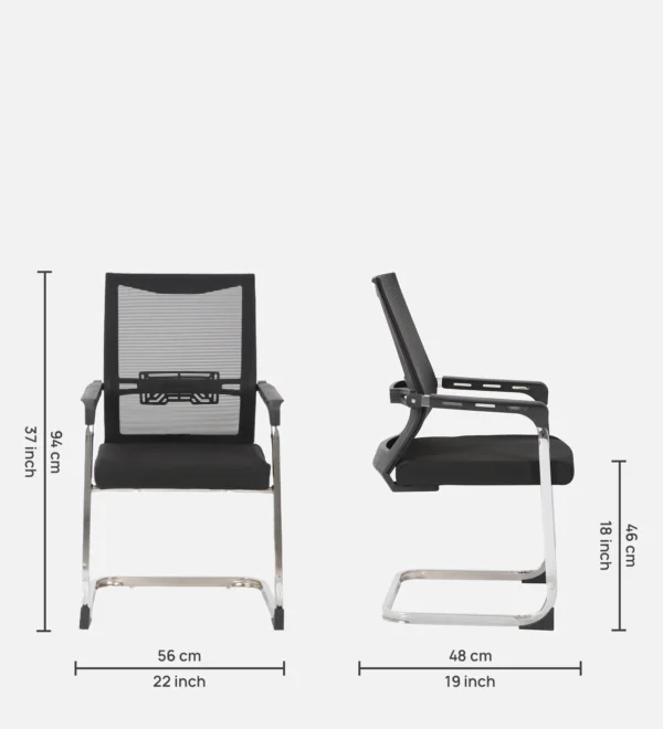 Mesh Office Visitor's Chair with black seat and chrome legs in a modern office setting.