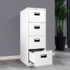 4-drawer steel filing cabinet with lockable drawers for secure document storage.
