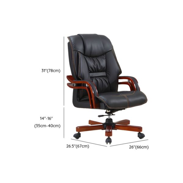 Prestige Leather Executive Office Chair with wooden armrests and base