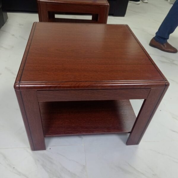 Executive Square Mahogany Coffee Table with lower shelf and elegant finish, perfect for office use.