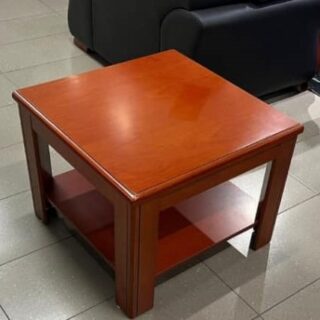 Executive Square Mahogany Coffee Table with lower shelf and elegant finish, perfect for office use.