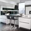 Black Modern Leather Bar Stool with faux leather upholstery and a natural iron frame, perfect for counter-height seating.