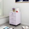 Mobile 3-Drawer Storage Pedestal with lockable top drawer and caster wheels for office use.
