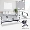 3-seater metal office waiting bench with perforated steel seats and chrome finish