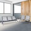 3-seater metal office waiting bench with perforated steel seats and chrome finish