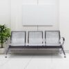 3-seater metal office waiting bench with perforated steel seats and chrome finish