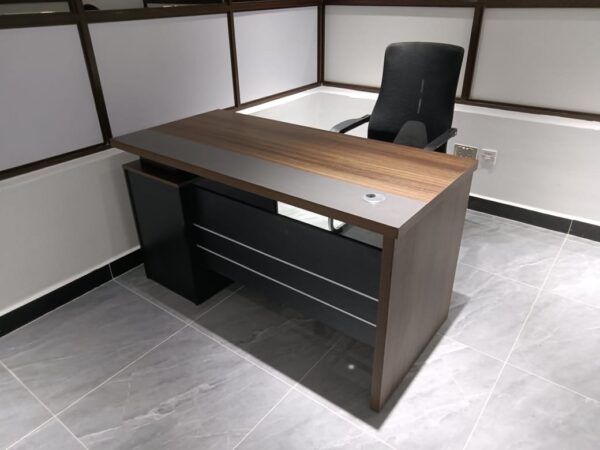 Oak Veneer Executive Office Desk with 40mm thick panels and built-in cable management holes.
