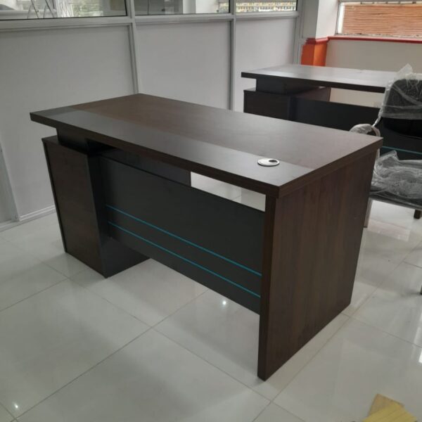 Oak Veneer Executive Office Desk with 40mm thick panels and built-in cable management holes.