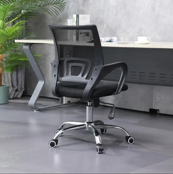 Height Adjustable Ergonomic Mesh Office Chair with lumbar support and swivel base.