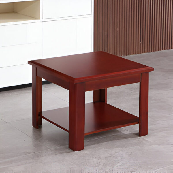 Executive Square Mahogany Coffee Table with lower shelf and elegant finish, perfect for office use.