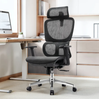 Orthopedic high back office chair with ergonomic design and adjustable features.