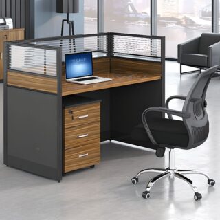 One Person Working Station with storage drawers, shelves, and a spacious desk surface, ideal for home or office use.