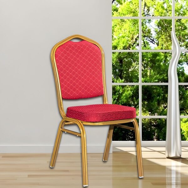 conference chair, banquet chair, stackable chair, hotel seating, event chair, red banquet chair, padded conference chair, durable stackable chair, professional event seating, banquet furniture