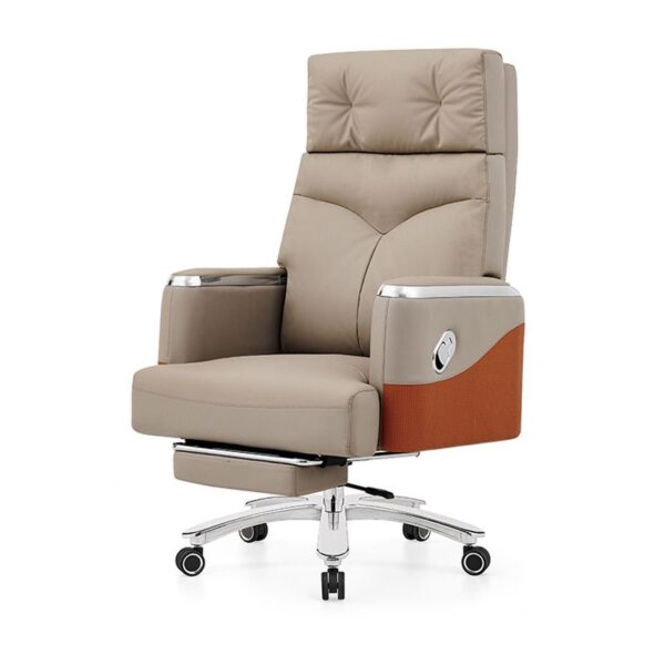 PU-Wrapped Silent Pulley Office Chair with lumbar support, high-density cushion, and adjustable reclining backrest, suitable for work and gaming.