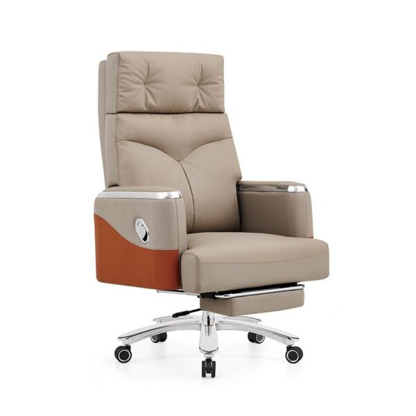 PU-Wrapped Silent Pulley Office Chair with lumbar support, high-density cushion, and adjustable reclining backrest, suitable for work and gaming.