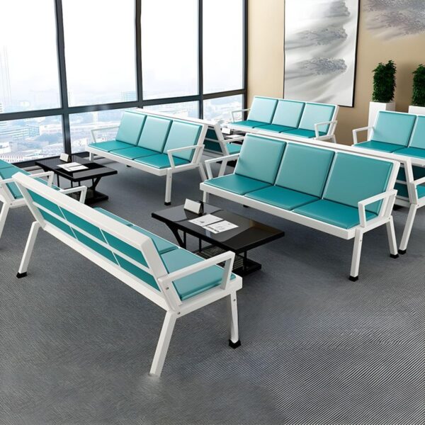 tainless steel waiting chair, three-seater reception chair, office waiting room furniture, ergonomic waiting chair, PU leather reception chair, modern waiting room chairs, durable office seating, hospital waiting chairs, conference room seating, salon reception chairs