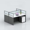 2-Way Modern Office Partition Workstation with glass dividers and storage drawers for organized office spaces.