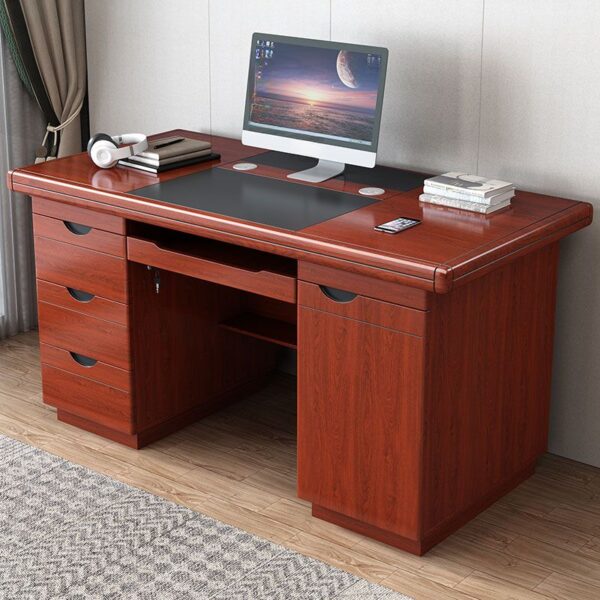 1.2 Meters Executive Office Desk with a rich mahogany finish and multiple drawers for storage.