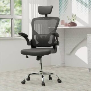 High Back Mesh Receptionist Chair with breathable mesh backrest, adjustable height, and swivel base, perfect for modern offices.