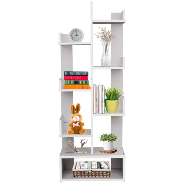 43x109 cm Wooden Bookcase with open shelves and a moisture-resistant melamine finish.