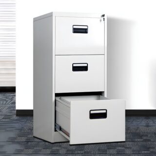 3-Drawer filing cabinet with a sleek, secure, and compact design, perfect for office and home use.