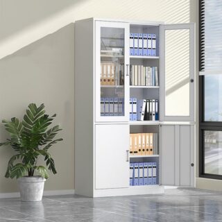 steel filing cabinet, office storage, adjustable shelves, secure filing cabinet, 4-door cabinet, glass door cabinet, locking storage cabinet, steel office furniture